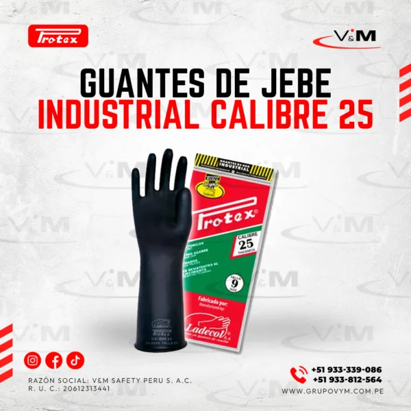 Guante industrial de jebe 12'' calibre 25 - PROTEX
