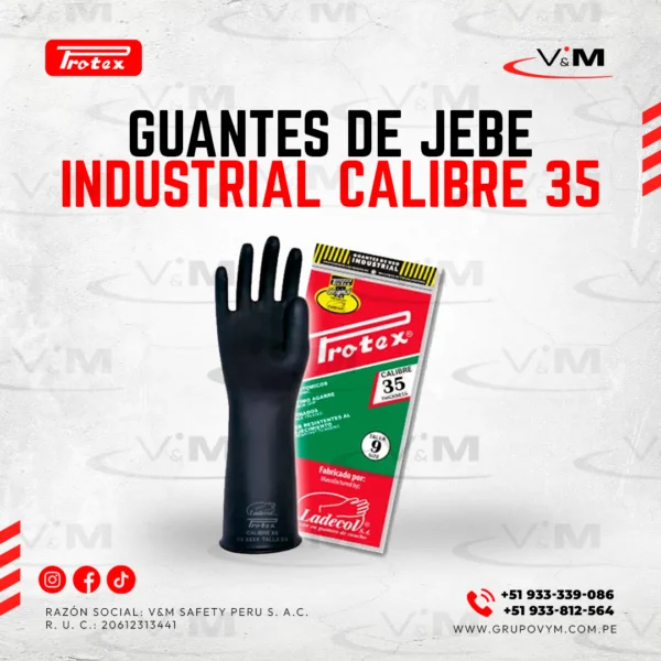 Guante industrial de jebe 12'' calibre 35 - PROTEX