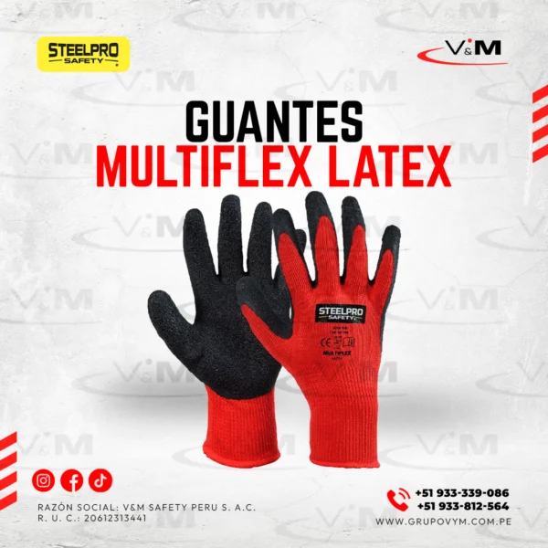 Guante multiflex latex rojo - STEELPRO