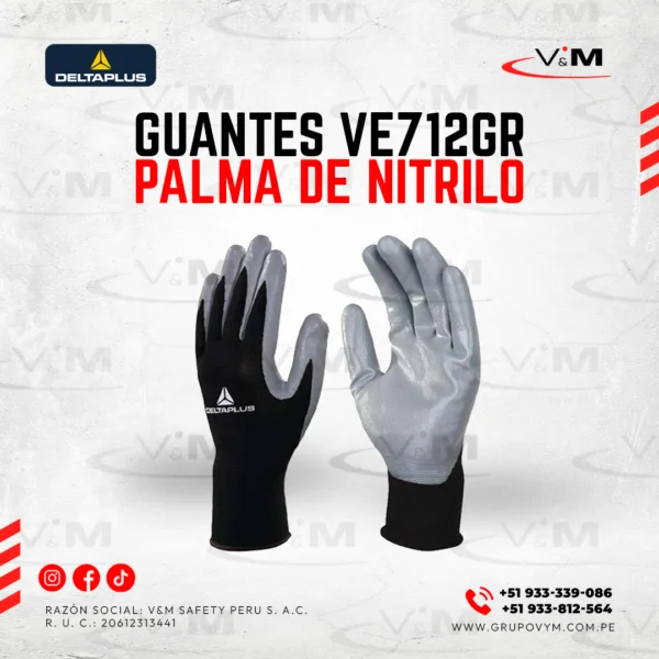 Guante VE712GR palma de nitrilo - DELTAPLUS