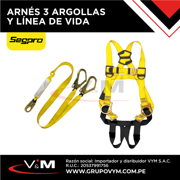 Arnés 3 argollas y línea de vida – SEGPRO