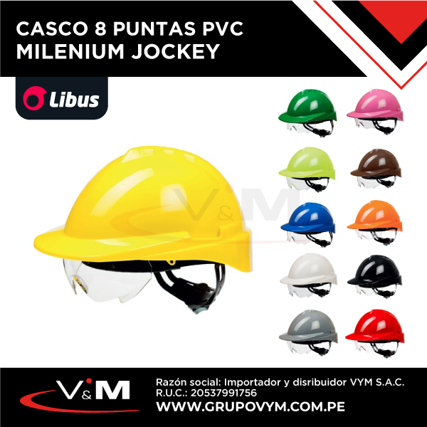 Casco 8 puntas c/suspension pvc c/rachet milenium polietileno jockey – LIBUS