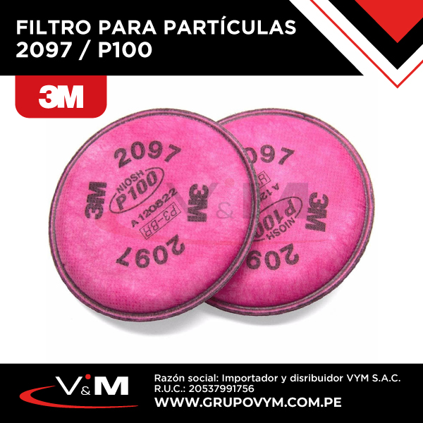 Filtro para Partículas 2097 / P100 para Ozono y Vapores Orgánicos – 3M