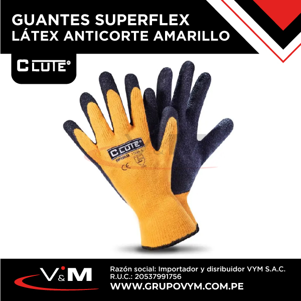 Guantes superflex látex anticorte amarillo – CLUTE