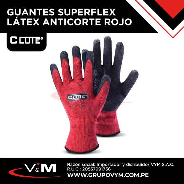 Guantes superflex látex anticorte rojo – CLUTE