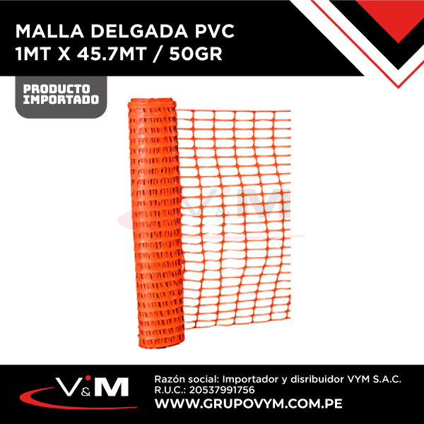 Malla delgada PVC naranja de 1mt x 45.7mt / 50gr – IMPORTADO