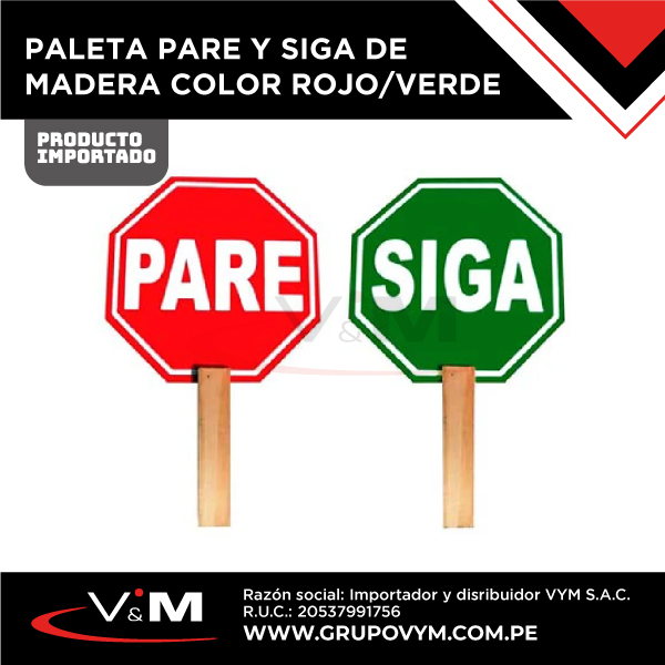 Paleta pare y siga de madera color rojo/verde – NACIONAL