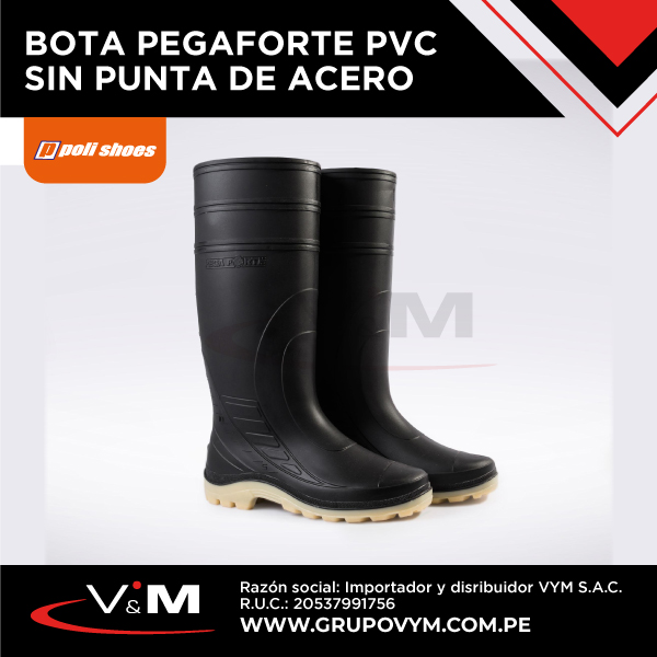 Bota PEGAFORTE PVC sin punta de acero negro – POLISHOES