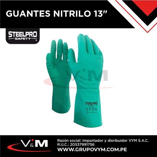 Guantes nitrilo 13″ – STEELPRO