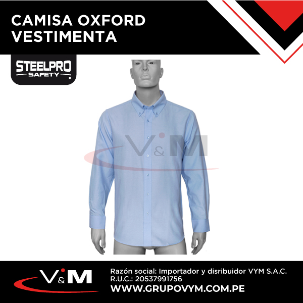 Camisa OXFORD algodón vestimenta c/celeste – STEELPRO