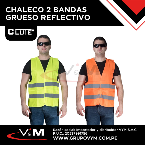 Chaleco 2 bandas grueso nylon reflectivo – CLUTE