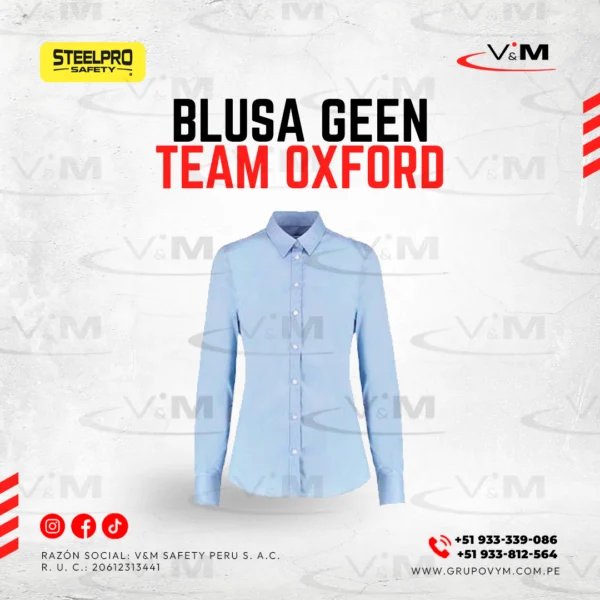 Blusa green team oxford celeste - STEELPRO