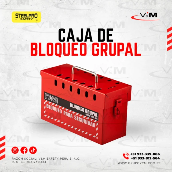 Caja de bloqueo grupal de metal rojo - STEELPRO