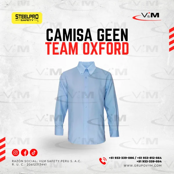 Camisa green team oxford celeste - STEELPRO