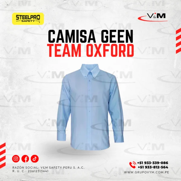 Camisa green team oxford celeste - STEELPRO