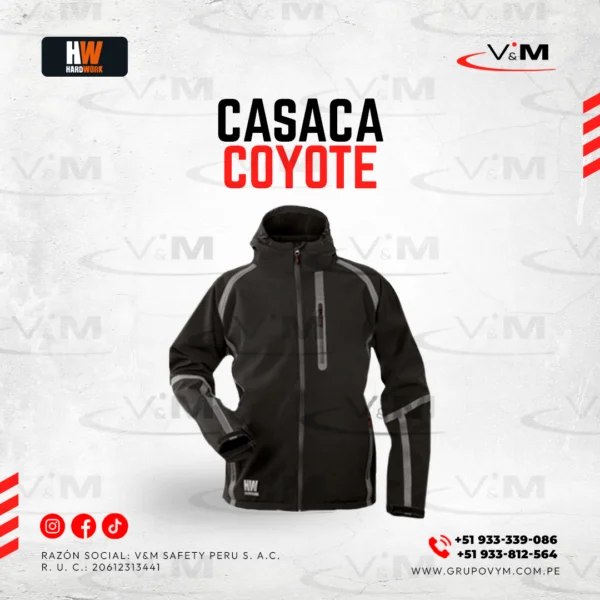 Casaca coyote laminado negro - HARDWORK