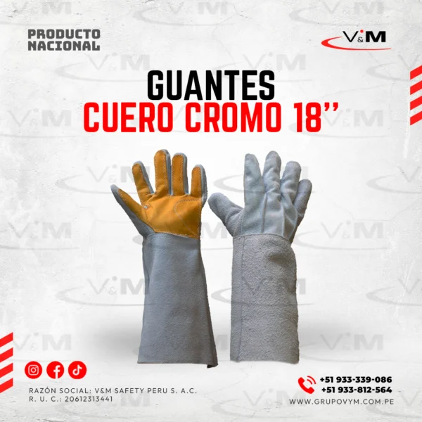 Guante cuero cromo 18'' con refuerzo exterior - NACIONAL