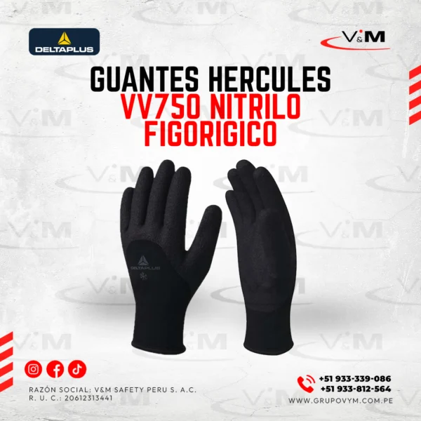 Guante hercules VV750 nitrilo frigorífico negro - DELTAPLUS