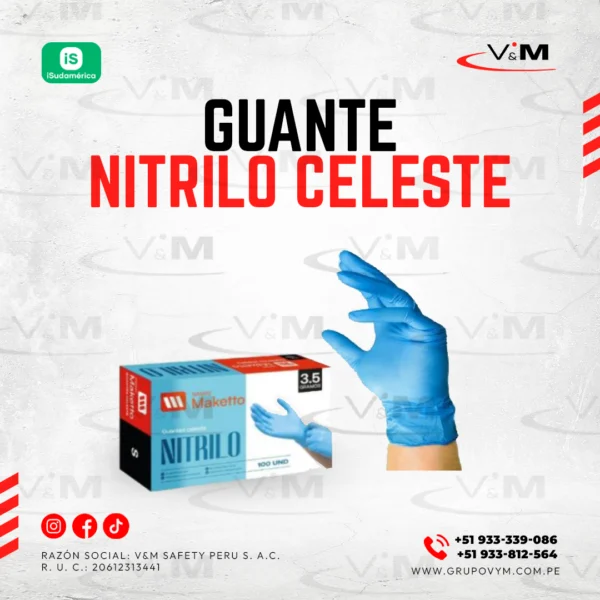 Guantes nitrilo celeste - PRODUCTO IMPORTADO